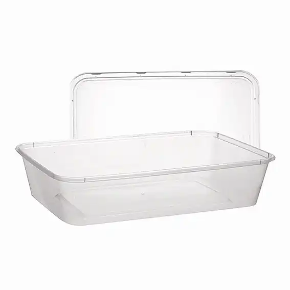 Livingstone Take-Away Rectangular Container Base and Lid Set 500ml Clear Plastic 50 Pack x10