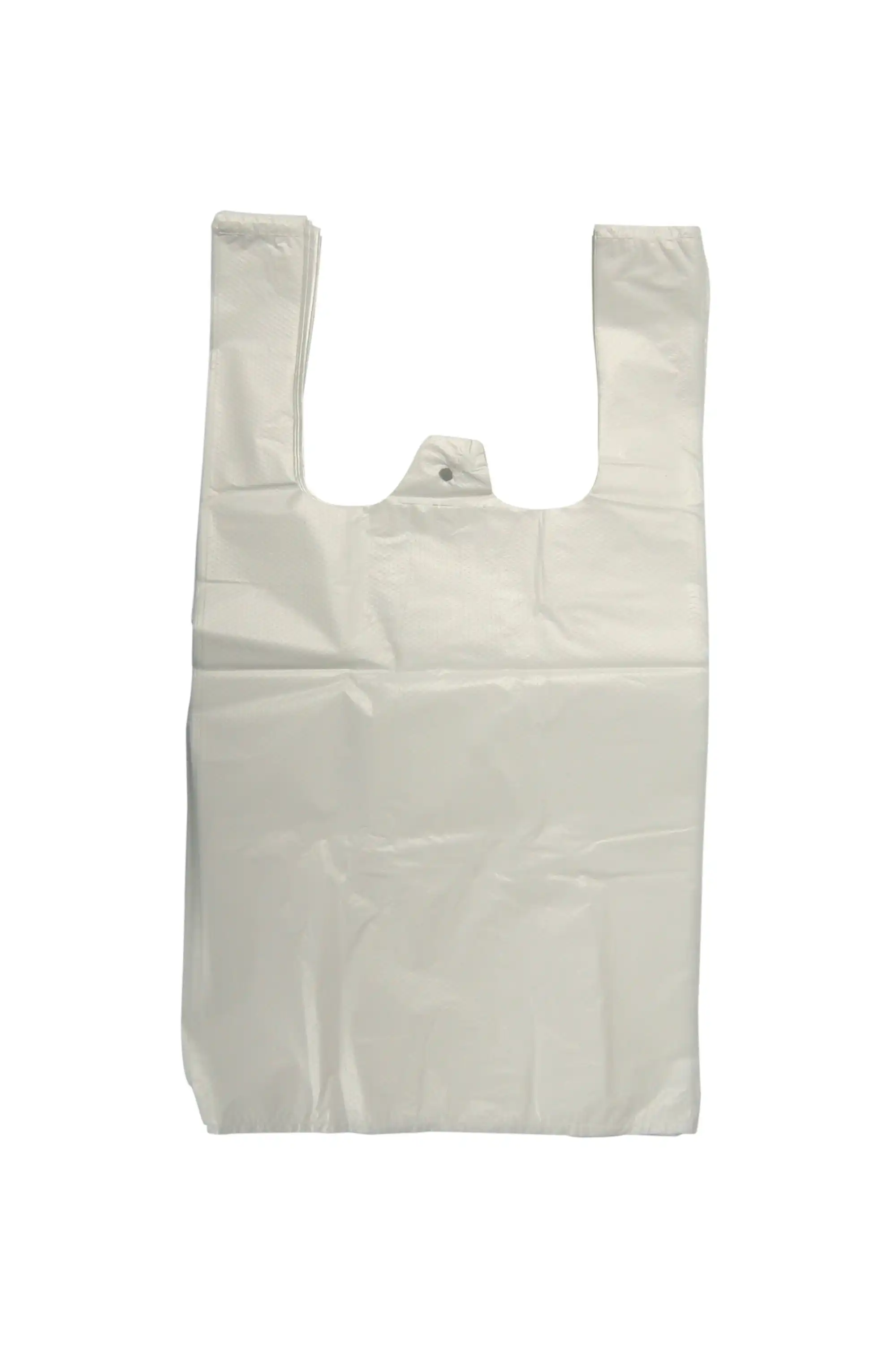 Singlet Shopping Bags, 400 x 220 x 130mm, 19 Microns, Embossed Small, White, 194/Pack, 1940/Carton