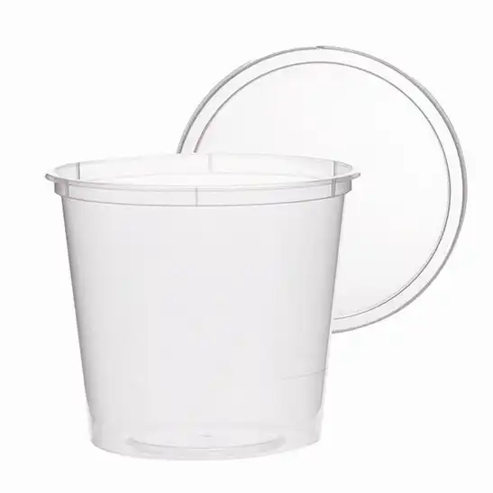 Livingstone Round Base Plastic Take-Away Containers with Lid 30oz or 850ml Clear 500 Carton