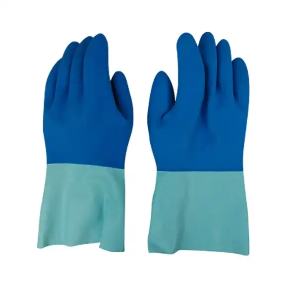 Livingstone Natural Rubber Blue Large Latex Gloves Gauntlet with Suede Palm with Level 2 Heat Resistant 300mm