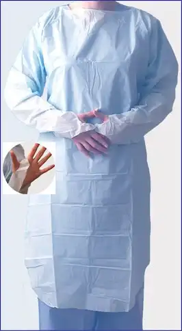 Livingstone Impervious Film Isolation Gown with Tie Thumbs Up Long Sleeve Open Back AAMI Level 3 One Size Blue