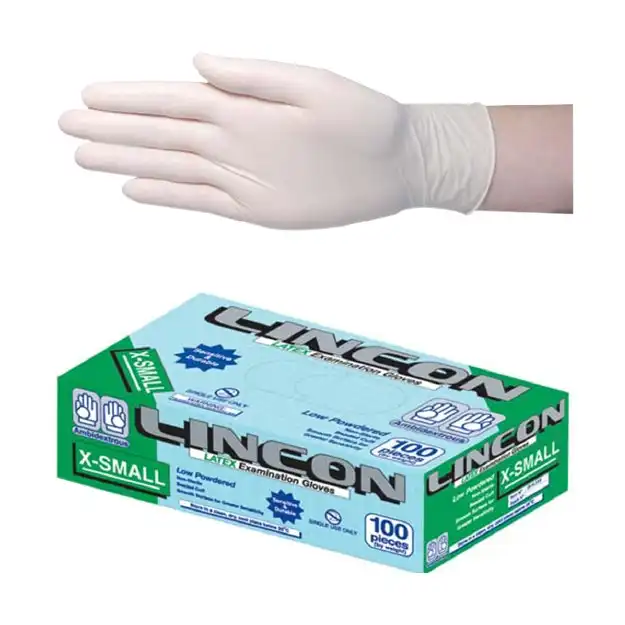 Lincon Latex Low Powder Gloves Extra Small Cream AS/NZ HACCP Grade 100 Box x10