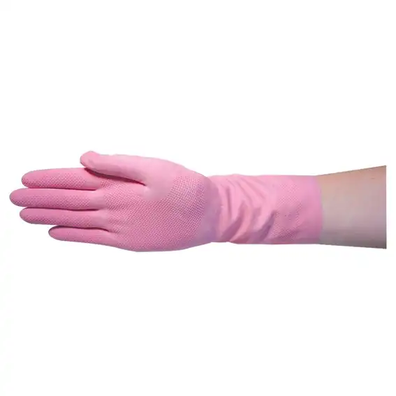 Livingstone Household Rubber Gloves Flocklined Small Pink 12 Pairs
