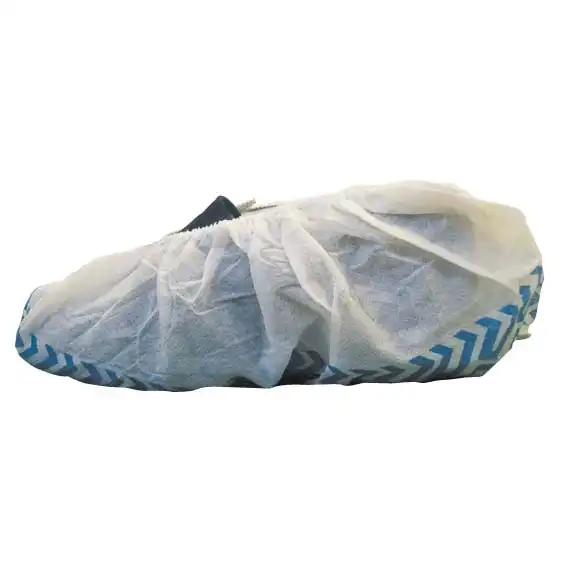 Livingstone Shoe Cover Overshoes Nonwoven White with Non-Skid Blue Friction Strips 1000 Carton