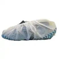 Livingstone Shoe Cover Overshoes Nonwoven White with Non-Skid Blue Friction Strips 100 Pack