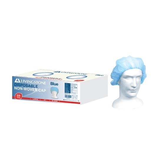 Livingstone Bouffant Hairnet Cap Blue Double Elastic 21 inches 1000 Carton