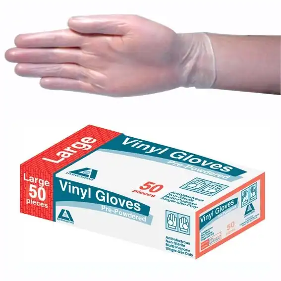 Livingstone Vinyl Low Powder Gloves Large Clear 50 Box