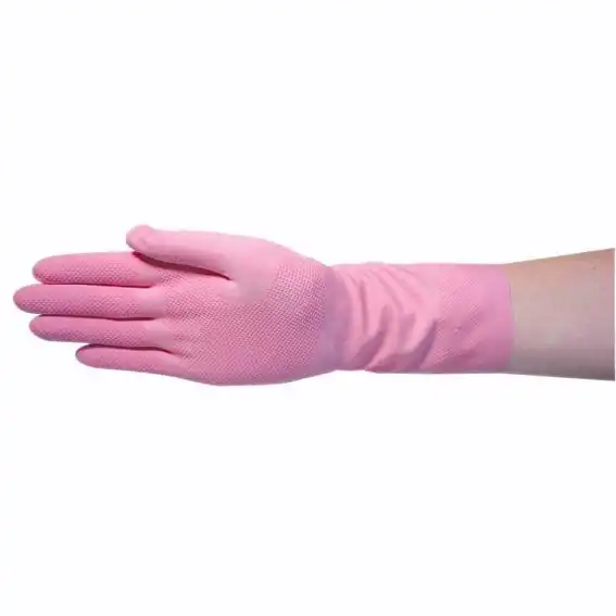 Livingstone Household Rubber Gloves Flocklined Small Pink