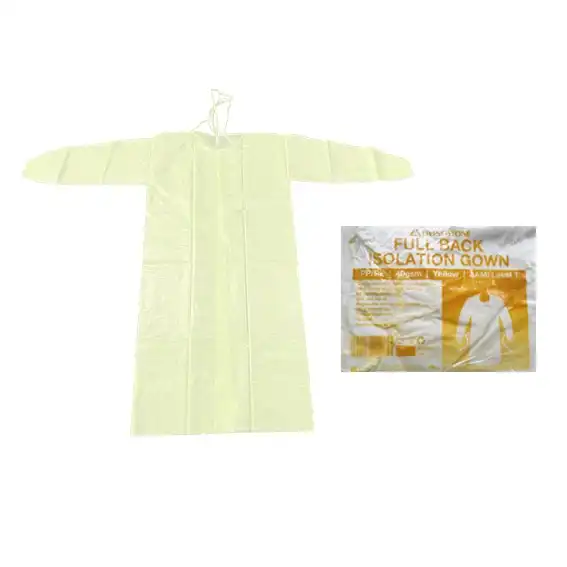 Livingstone Isolation Gown with Tie Full Back Long Sleeve AAMI Level 1 Yellow 100 Carton