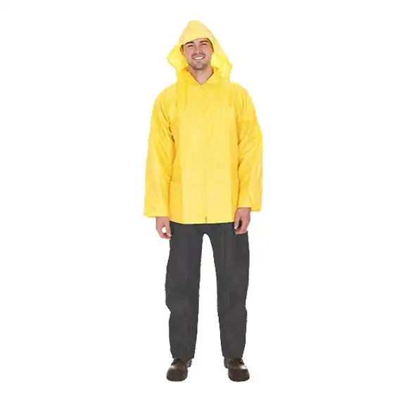 Livingstone Rain Coat Jacket with Hood and Pockets PVC Yellow Double Extra Large