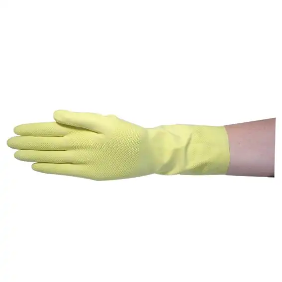Livingstone Household Rubber Gloves Flocklined Large Yellow 12 Pairs