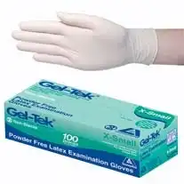 Geltek Latex Powder Free Gloves Extra Small Cream AS/NZ 100 Box x10
