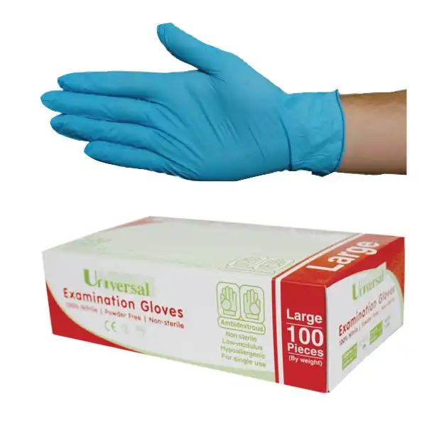 Universal Nitrile Powder Free Gloves Large Blue AS/NZ HACCP Grade 100 Box