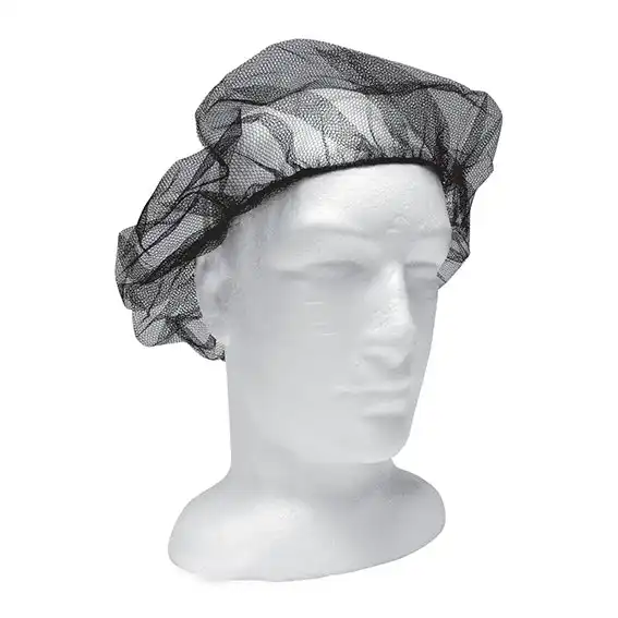 Livingstone Disposable Hair Nets with Elastic Edge Nylon/Cotton One Size Fits All Black 100 Bag