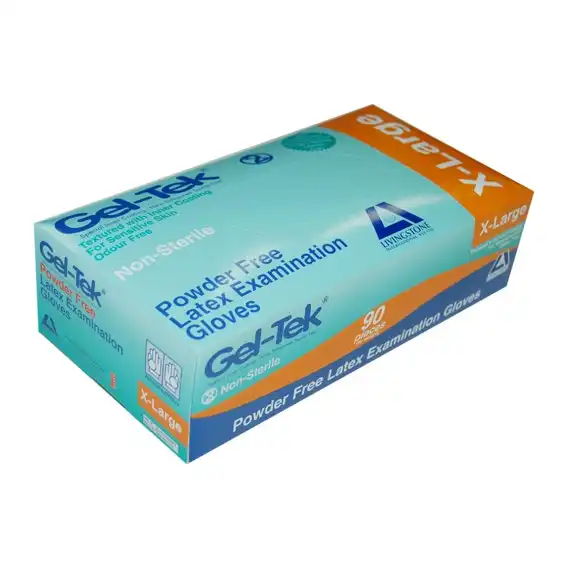 Geltek Latex Powder Free Gloves Extra Large Cream AS/NZ 90 Box x10