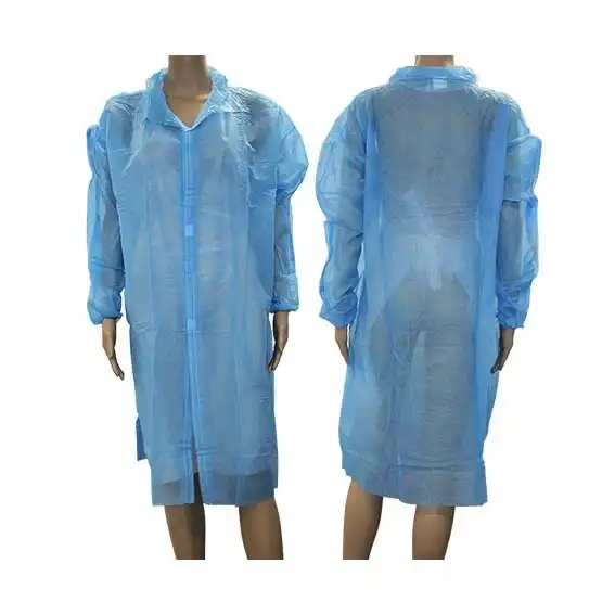 Livingstone Isolation Gown Long Sleeve One Touch Hook Loop Fastener Button w/o Pocket Extra Large Blue 1 Pack