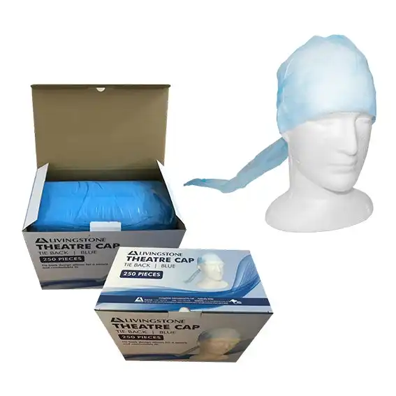 Livingstone Blue Nonwoven Tie Back Theatre Cap 250 Box