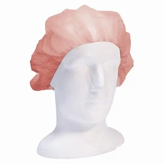 Livingstone Disposable Bouffant Hairnet Cap, Red, Nonwoven, Latex Free, Double Elastic, 21 inches, 100/Bag x31