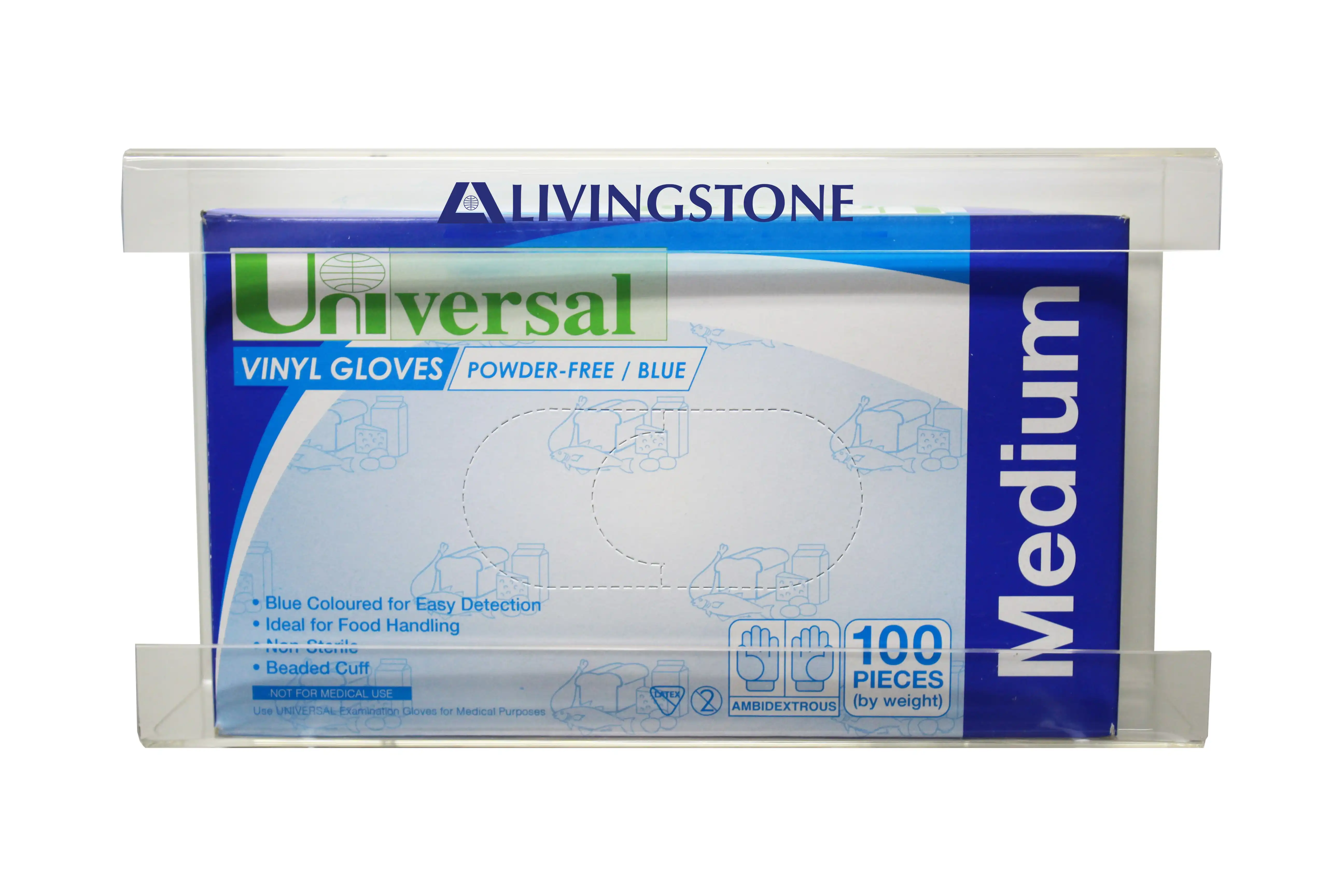 Livingstone Clear Plastic Single Glove Box Holder or Dispenser Inner Dimension 27x14x7.3 cm