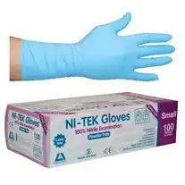Ni-Tek Nitrile Powder Free Gloves Small Blue Long Cuff 300mm AS/NZ HACCP Grade 100 Box x100