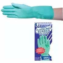 Universal Household Rubber Gloves Flocklined Small Green