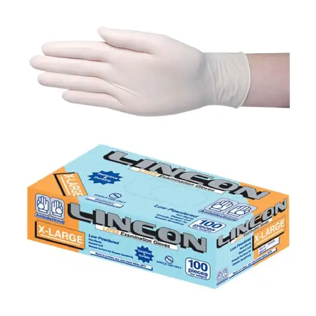Lincon Latex Low Powder Gloves Extra Large Cream AS/NZ HACCP Grade 90 Box x10