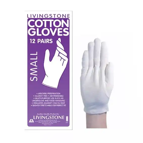 Livingstone White Cotton Gloves Small 480 Carton