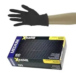 Livingstone Xtreme Thick Heavy Duty Nitrile Gloves, Powder Free, EN374, Medium, Black, 100/Box, 1000/Carton