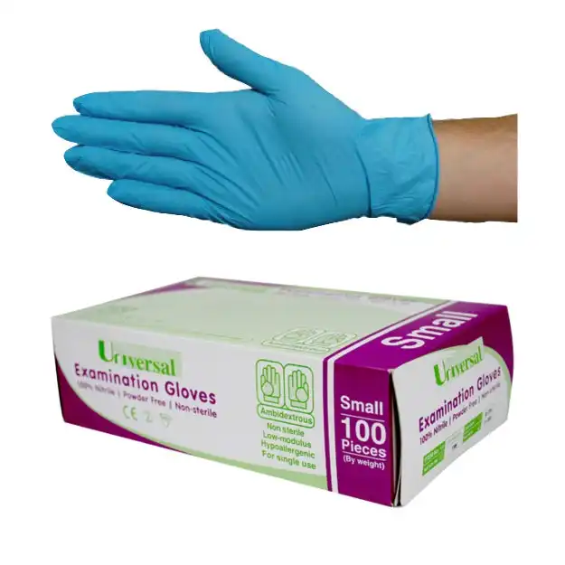 Universal Nitrile Powder Free Gloves Small Blue AS/NZ Standard HACCP Grade 100 Box