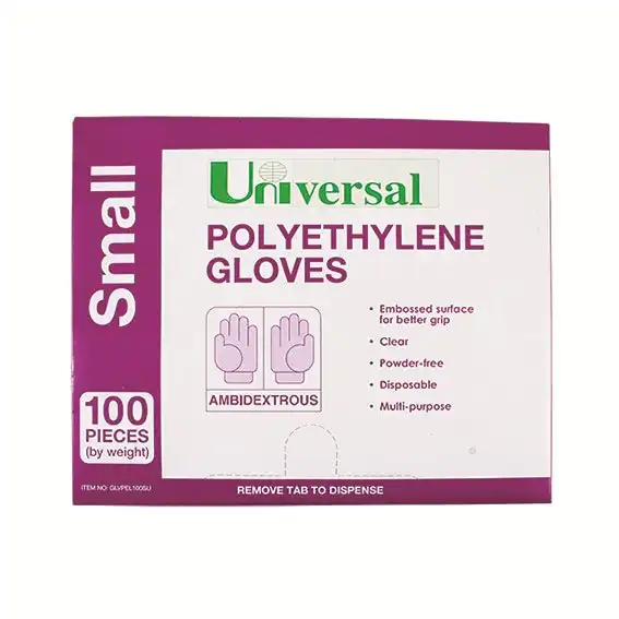 Universal Polyethylene Gloves Small Clear 100 Pack x25