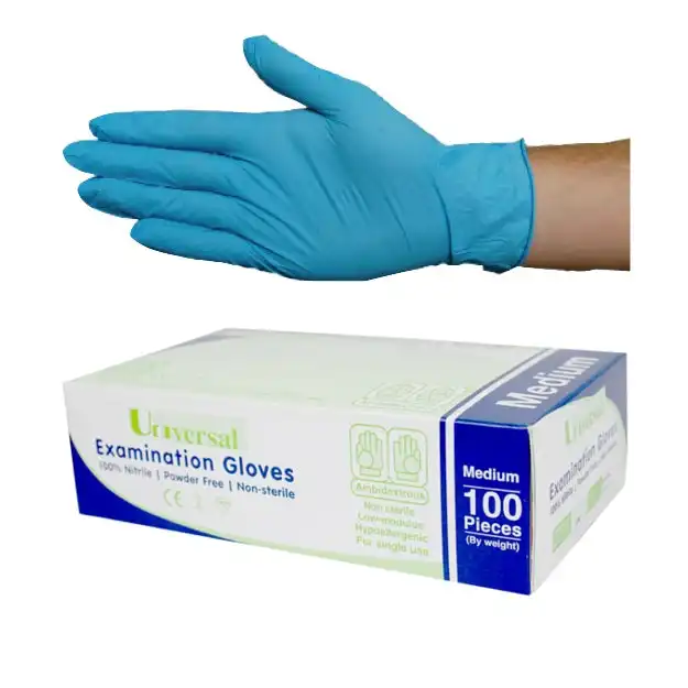 Universal Nitrile Powder Free Gloves Medium Blue AS/NZ HACCP Grade 100 Box