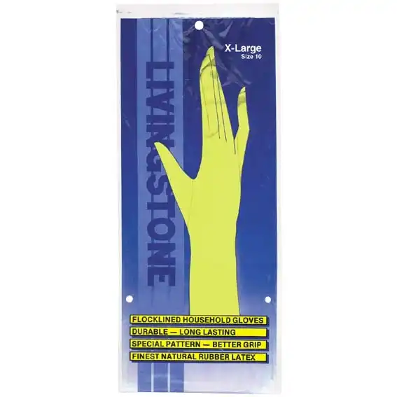 Livingstone Household Flocklined Rubber Gloves Extra Large Yellow Pair
