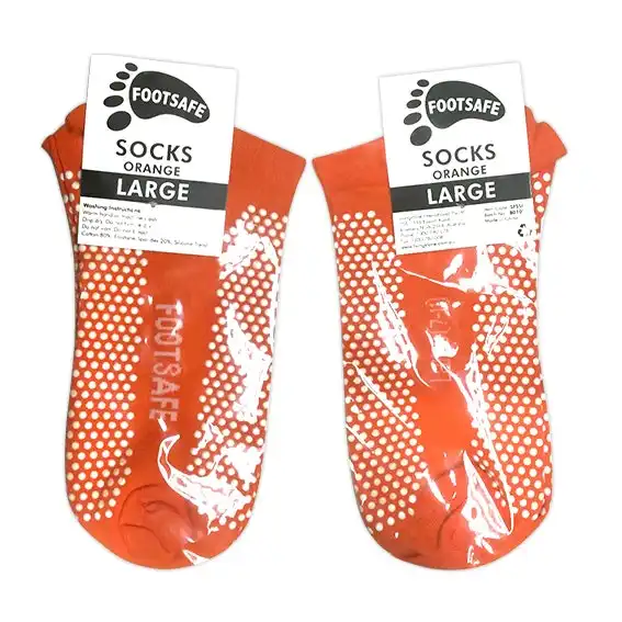 Foot Safe Safety Socks, Slip-Resistant, Large, Orange, 12 Pairs/Bag