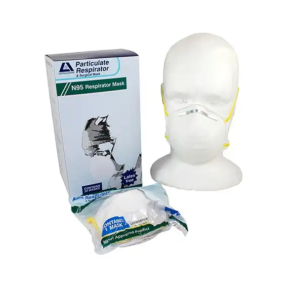 Livingstone N95 Face Mask Respirator, Cupped Cone, NIOSH 84A-5411, Head Band, Non-Therapeutic, No Fibreglass, Individually Packed, Each