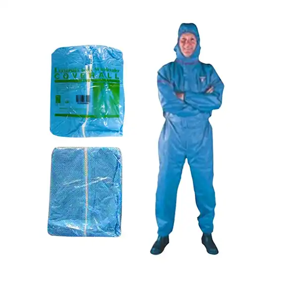 Livingstone Polypropylene Coveralls Protective Suit w/ Hood Blue Medium 50 Carton