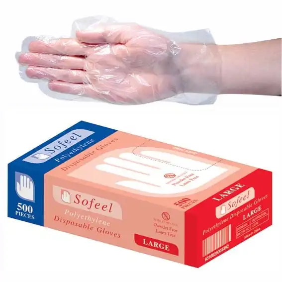 Sofeel Polyethylene Powder Free Gloves Large Clear 500 Box