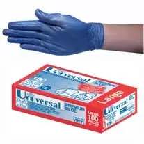 Universal Vinyl Low Powder Gloves 5.5g Large Blue HACCP Grade 100 Box x10