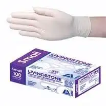 Livingstone Latex Low Powder Gloves Small Cream AS/NZ 100 Box x10