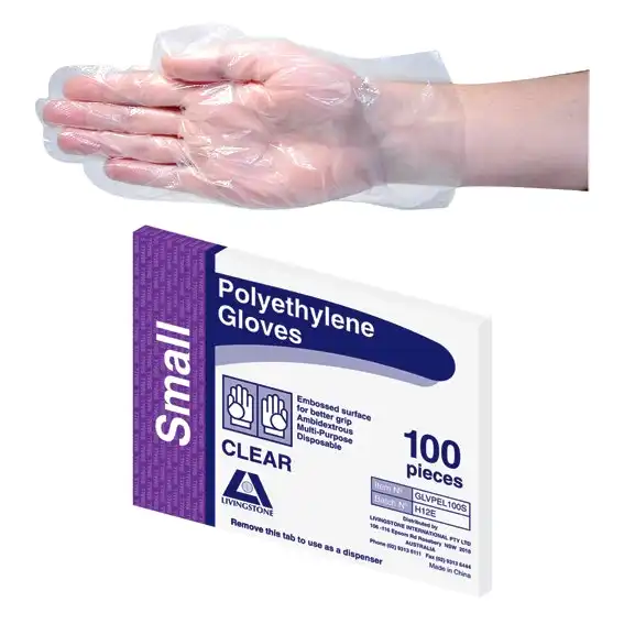 Livingstone Polyethylene Gloves Small Ambidextrous Clear 100 Pack x25