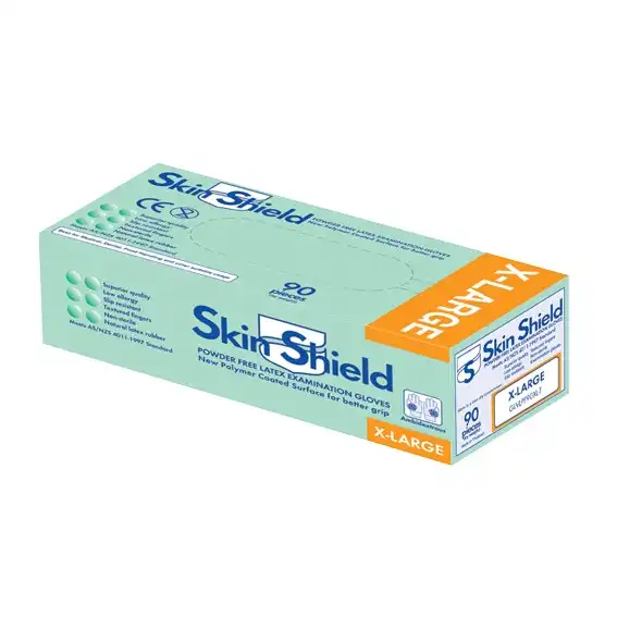 Skin Shield Latex Powder Free Gloves Powder Free Extra Large Cream AS/NZ 90/Box x10