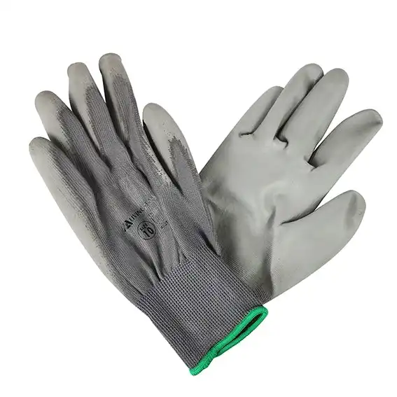 Livingstone Polyurethane PU Coated Synthetic Grip Gloves Size 10 Nylon Grey Foam 12 Pairs