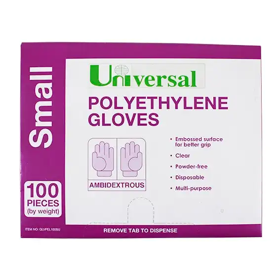 Universal Polyethylene Gloves Small Clear 100 Pack