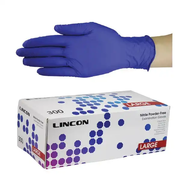 Lincon Nitrile Powder Free Gloves Non Sterile Large Cobalt Blue 300 Box