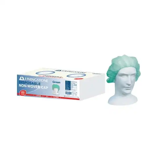 Livingstone Disposable Bouffant Hairnet Cap Green Double Elastic 21 inches 1000 Carton