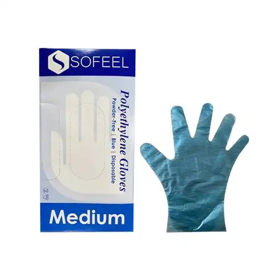 Sofeel Polyethylene Powder Free Gloves Medium Blue 500 Box