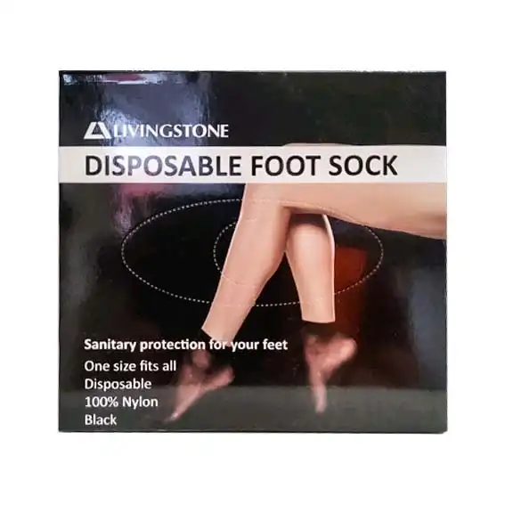 Livingstone Disposable Foot Socks Black One size Fits All 100 Box