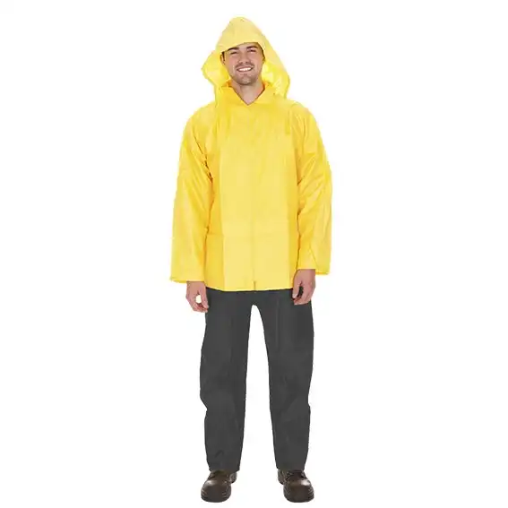 Livingstone Rain Coat Jacket with Hood and Pockets PVC Yellow Medium