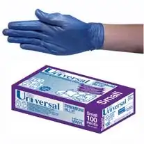 Universal Vinyl Low Powder Gloves 4.5g Small Blue HACCP Grade 100 Box x10