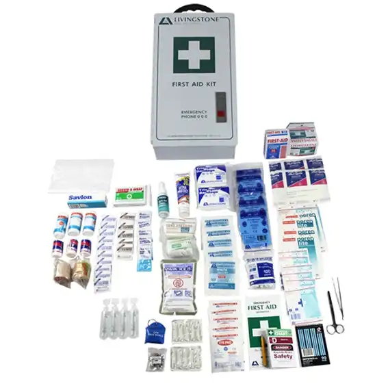 Livingstone Construction First Aid Kit Class A Complete Set In Metal Case for 1-25 people