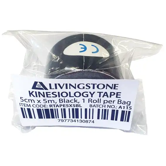 Livingstone Kinesiology Elastic Tape 5cm x 5m Black 1 Roll